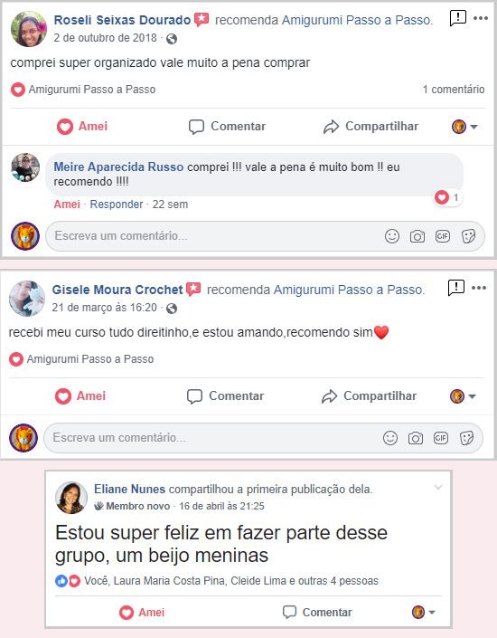 Muito comentarios de satisfação